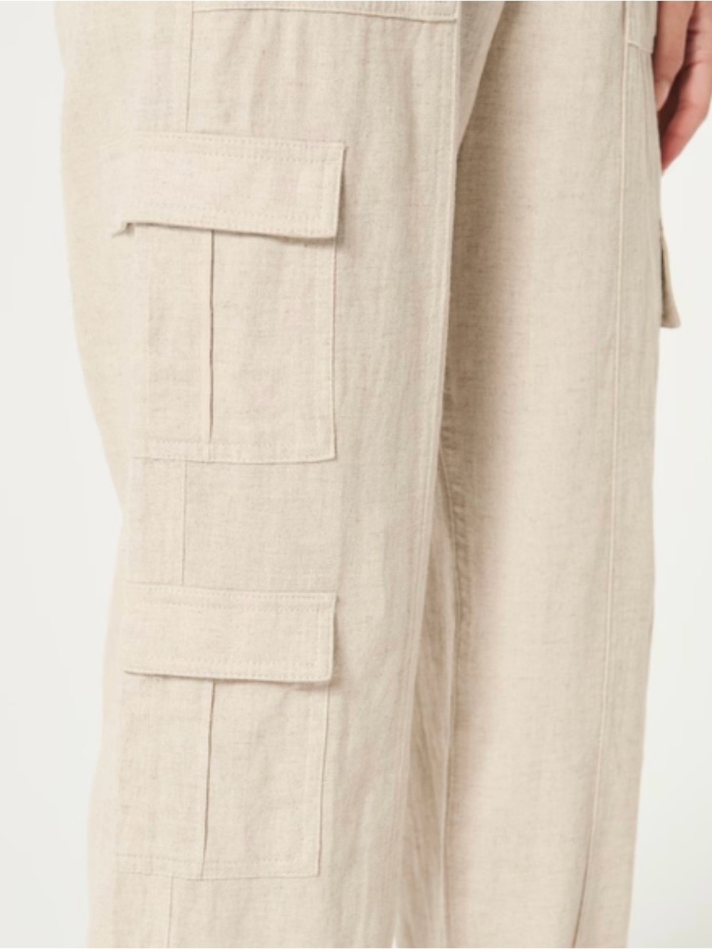 Hollister baggy Linen blend lWide-Leg Cargo Pants in Beige - Women - Picture 3 of 9